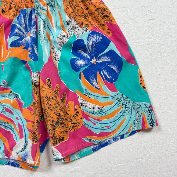 Vintage 90s Trade Winds Tropical Floral Cotton Shorts, Size Small - Picture 3 of 8